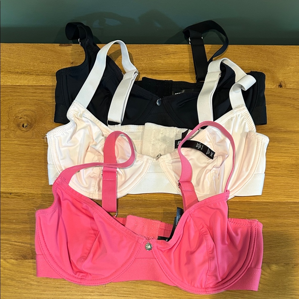 Bras 34C- Black, light pink and bright Pink